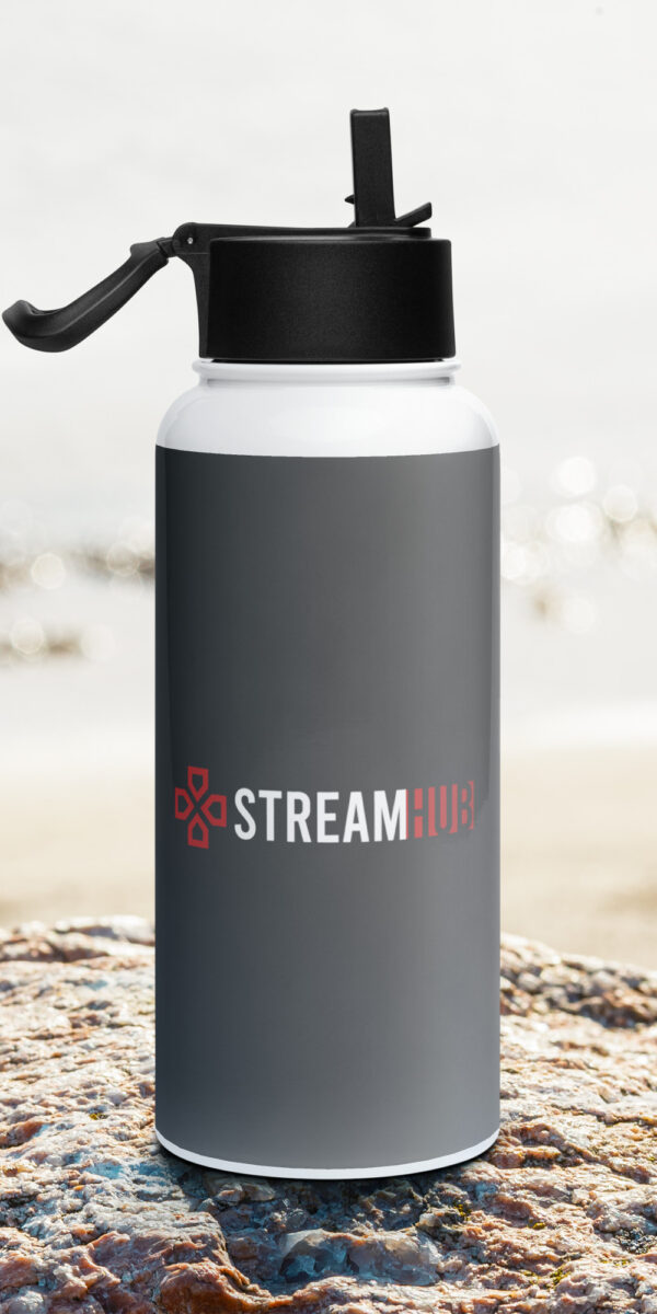 Streamhub nerūdijančio plieno vandens butelis su šiaudelio dangteliu