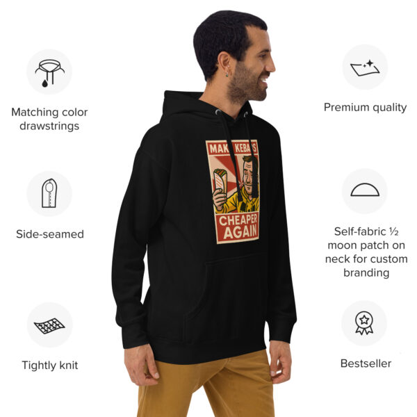"MAKE KEBABS CHEAPER AGAIN" Unisex džemperis su gobtuvu - Image 2